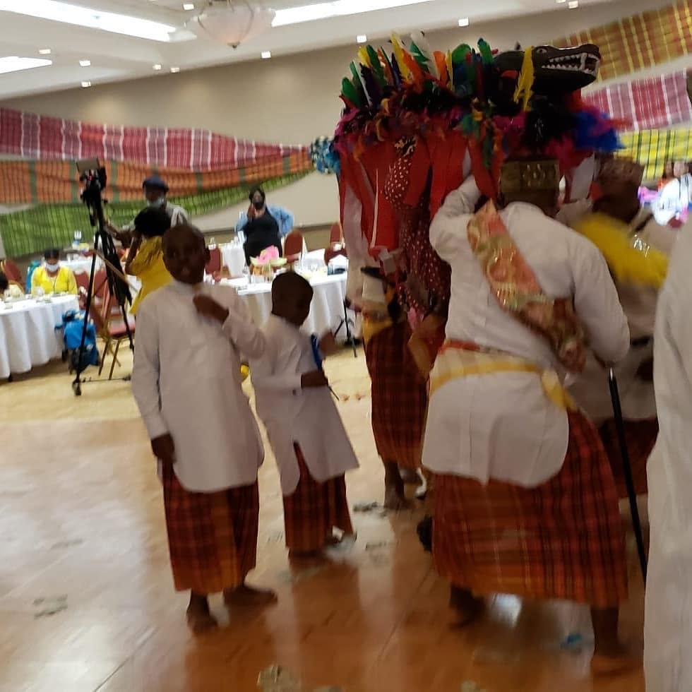 Women in lilac gele and royal blue wrappers at the 3rd OFUSA Convention